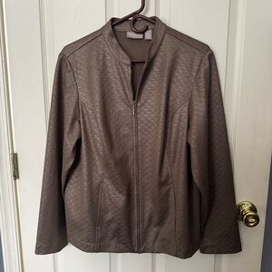 Chico’s Brown Textured Zip-Front Jacket Size 2
